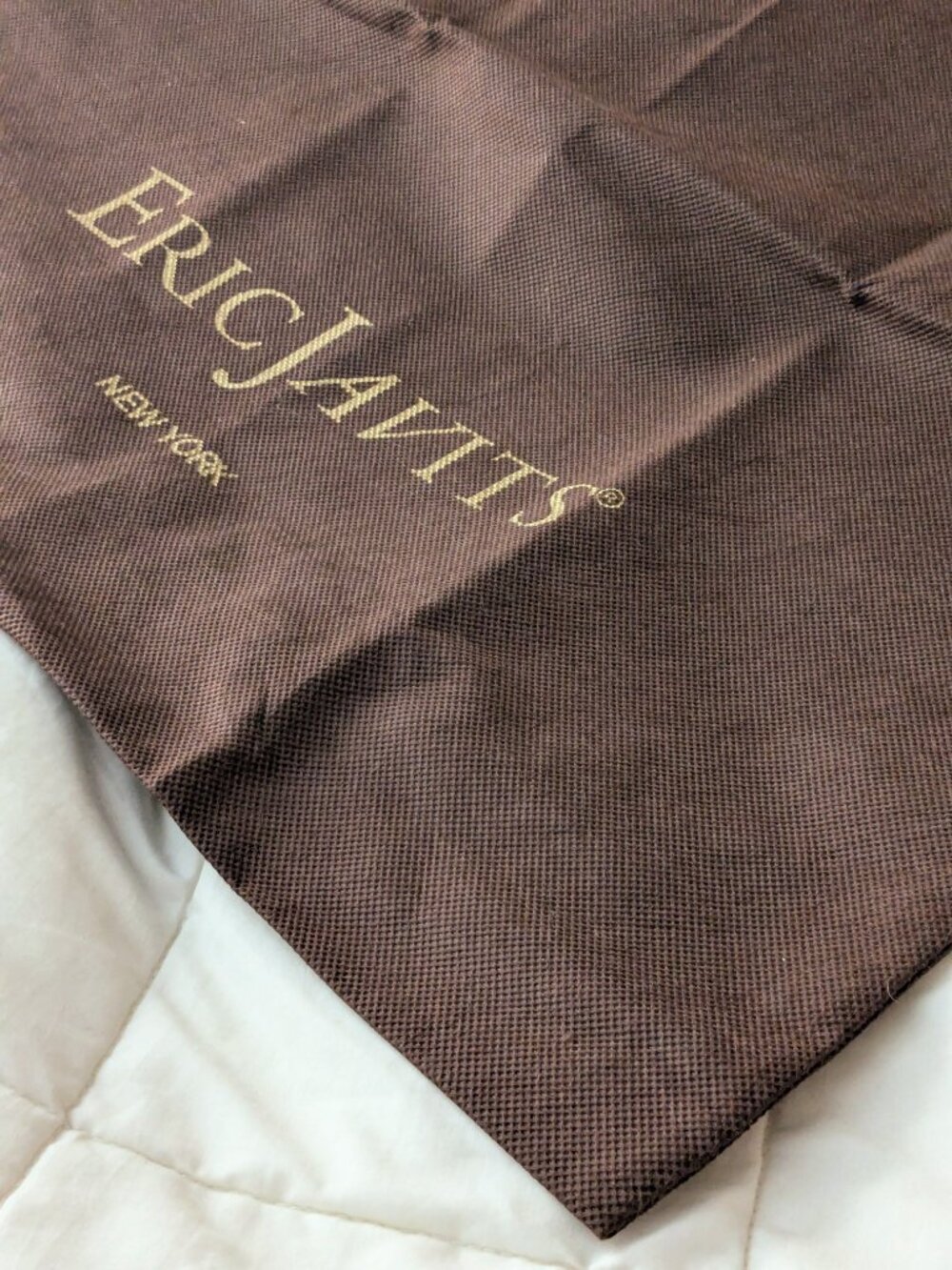 Eric Javits Brown Drawstring Handbag Cotton Dust Bag Large 20 x 22 - Picture 2 of 6